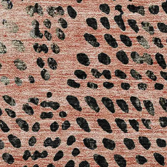 8' Salmon And Charcoal Diamond Washable Round Rug With UV Protection Photo 3