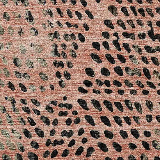 8' Salmon And Charcoal Diamond Washable Round Rug With UV Protection Photo 4