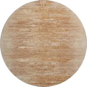 Photo of 8' Salmon And Copper Abstract Washable Round Rug With UV Protection