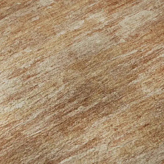 8' Salmon And Copper Abstract Washable Round Rug With UV Protection Photo 9