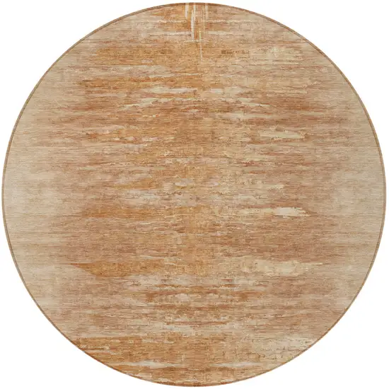 8' Salmon And Copper Round Abstract Washable Indoor Outdoor Area Rug Photo 4