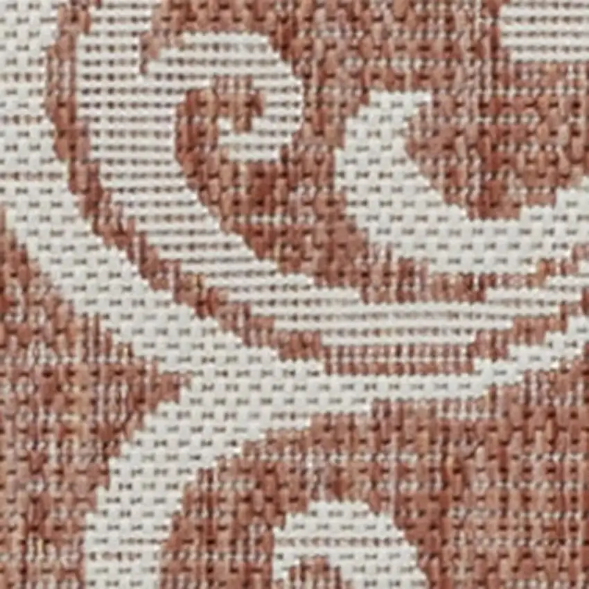 8' Salmon And Cream Floral Indoor Outdoor Runner Rug Photo 3