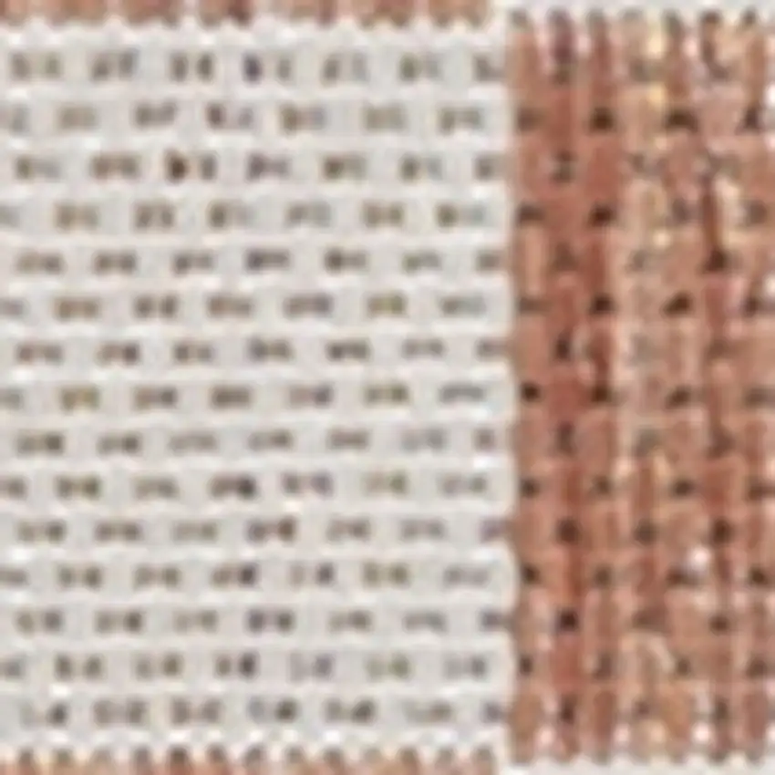 8' Salmon And Cream Geometric Indoor Outdoor Runner Rug Photo 2