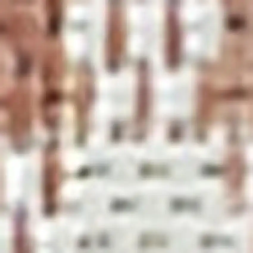 8' Salmon And Cream Gingham Indoor Outdoor Runner Rug Photo 2