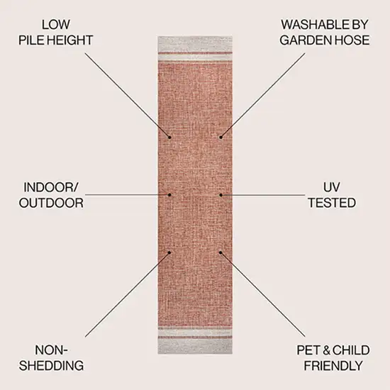 8' Salmon And Cream Indoor Outdoor Runner Rug Photo 9