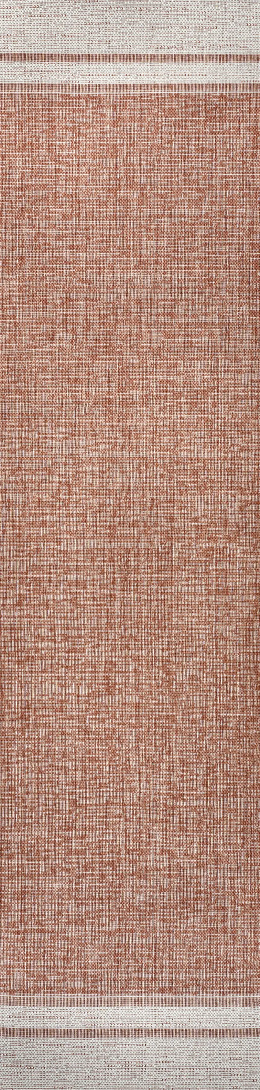 8' Salmon And Cream Indoor Outdoor Runner Rug Photo 3
