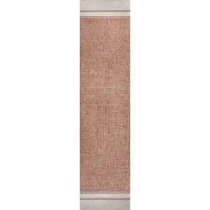 Photo of 8' Salmon And Cream Indoor Outdoor Runner Rug