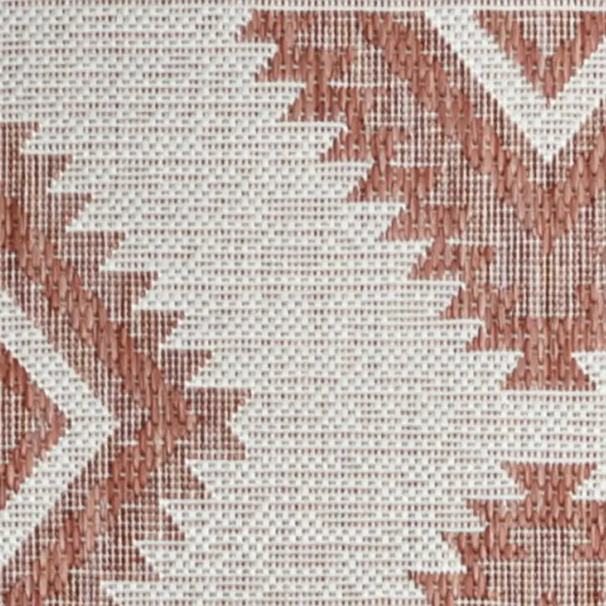 8' Salmon And Cream Moroccan Indoor Outdoor Runner Rug Photo 2