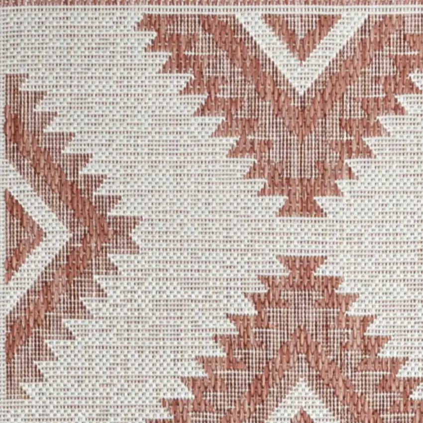 8' Salmon And Cream Moroccan Indoor Outdoor Runner Rug Photo 3