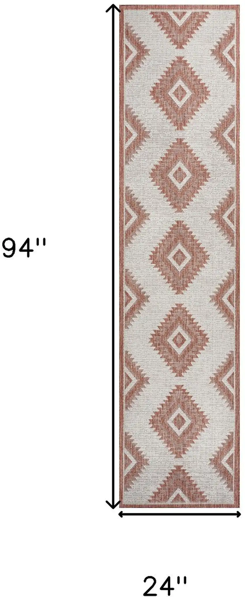 8' Salmon And Cream Moroccan Indoor Outdoor Runner Rug Photo 6