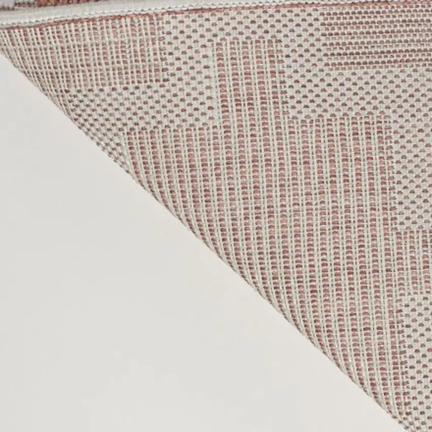 8' Salmon And Cream Trellis Indoor Outdoor Runner Rug Photo 2