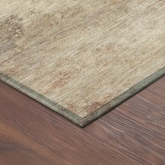 8' Salmon And Gold Round Abstract Washable Indoor Outdoor Area Rug Photo 8