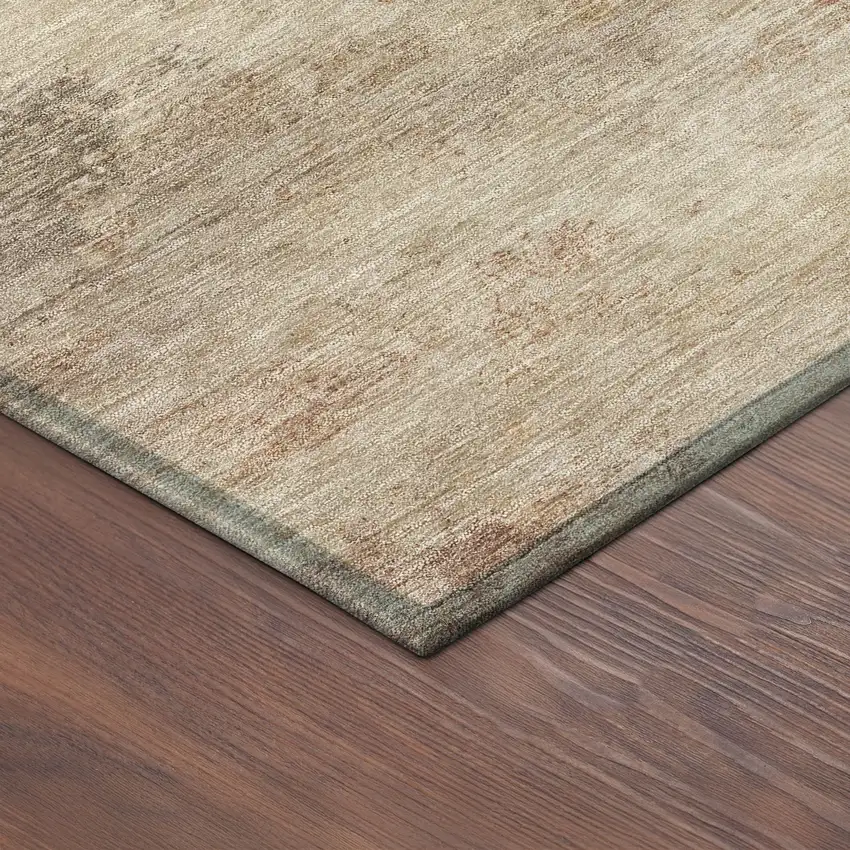 8' Salmon And Gold Round Abstract Washable Indoor Outdoor Area Rug Photo 8