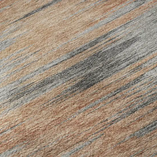 8' Salmon And Gray Abstract Washable Round Rug With UV Protection Photo 9