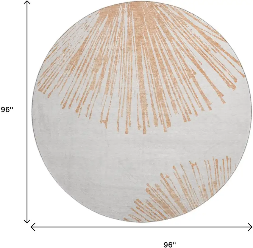 8' Salmon And Ivory Abstract Washable Round Rug With UV Protection Photo 9