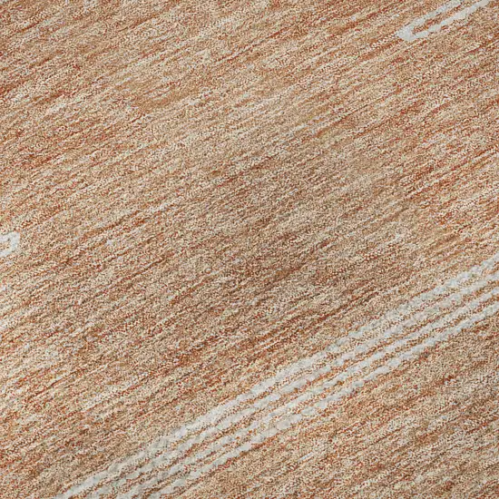 8' Salmon And Ivory Abstract Washable Round Rug With UV Protection Photo 9