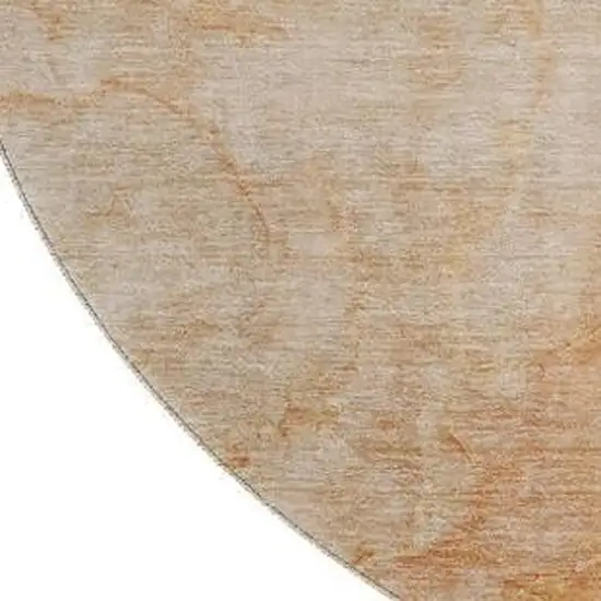 8' Salmon And Ivory Abstract Washable Round Rug With UV Protection Photo 4