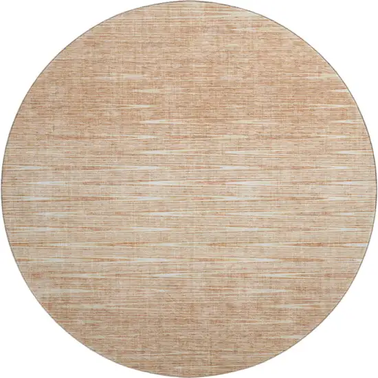8' Salmon And Ivory Abstract Washable Round Rug With UV Protection Photo 1