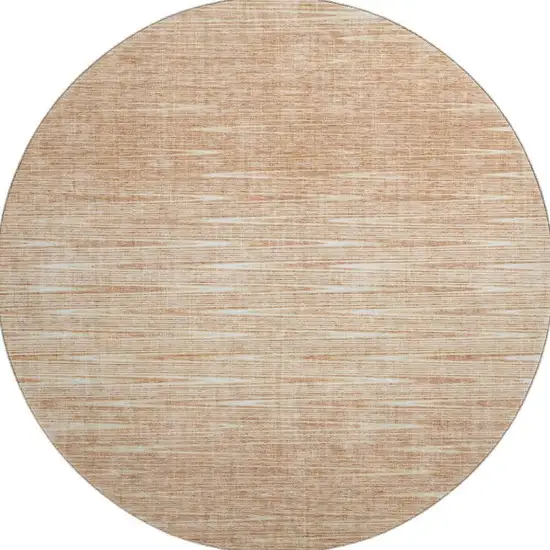 8' Salmon And Ivory Abstract Washable Round Rug With UV Protection Photo 4