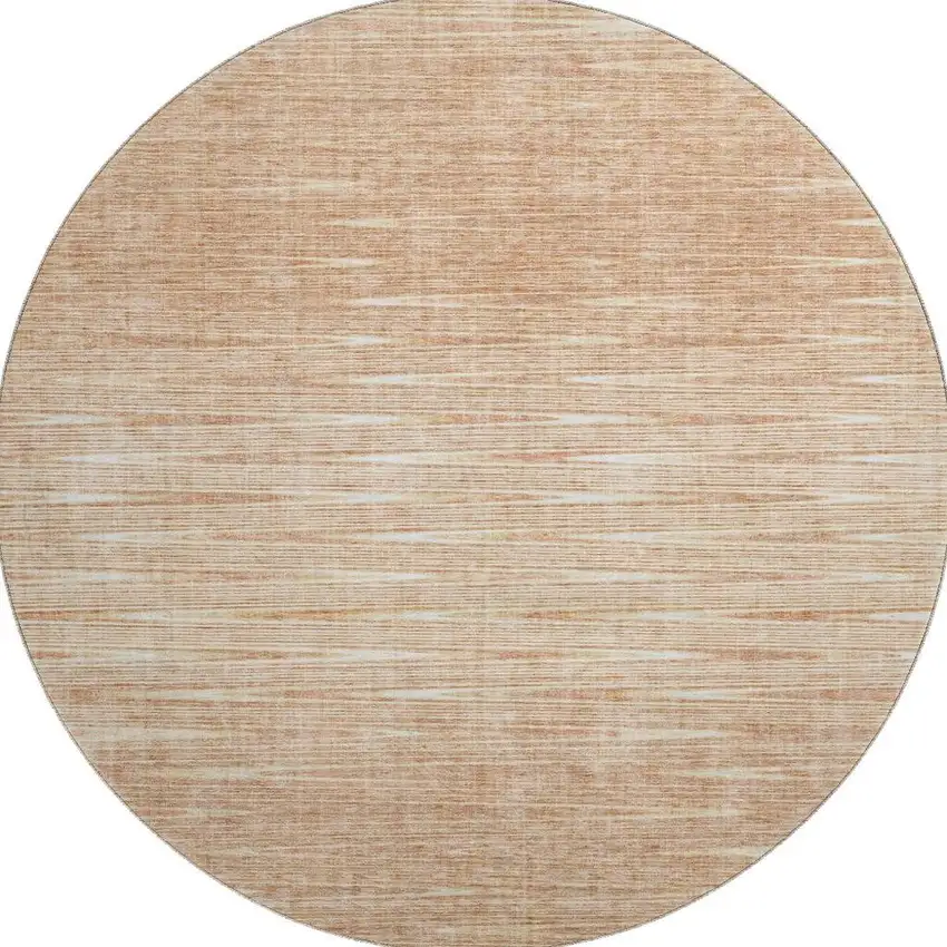 8' Salmon And Ivory Abstract Washable Round Rug With UV Protection Photo 4