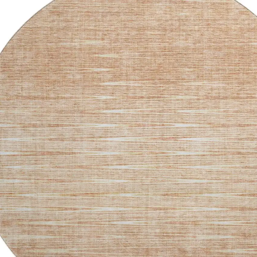 8' Salmon And Ivory Abstract Washable Round Rug With UV Protection Photo 3