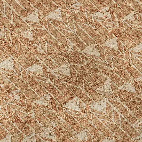 8' Salmon And Ivory Geometric Washable Round Rug With UV Protection Photo 9