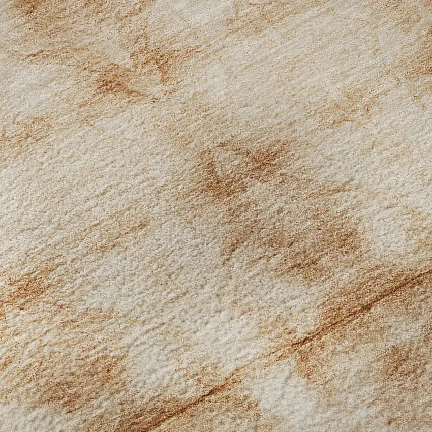 8' Salmon And Ivory Geometric Washable Round Rug With UV Protection Photo 9