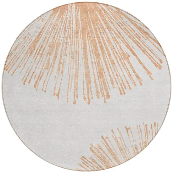 8' Salmon And Ivory Round Abstract Washable Indoor Outdoor Area Rug Photo 5