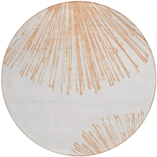 8' Salmon And Ivory Round Abstract Washable Indoor Outdoor Area Rug Photo 1