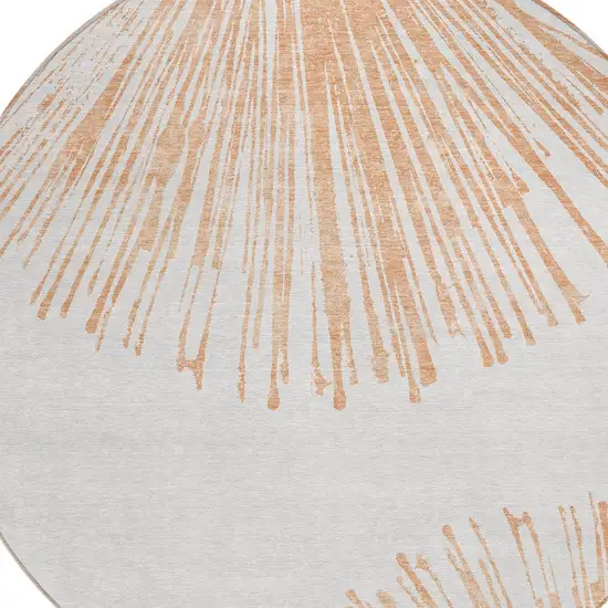 8' Salmon And Ivory Round Abstract Washable Indoor Outdoor Area Rug Photo 4