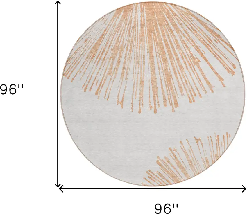8' Salmon And Ivory Round Abstract Washable Indoor Outdoor Area Rug Photo 8