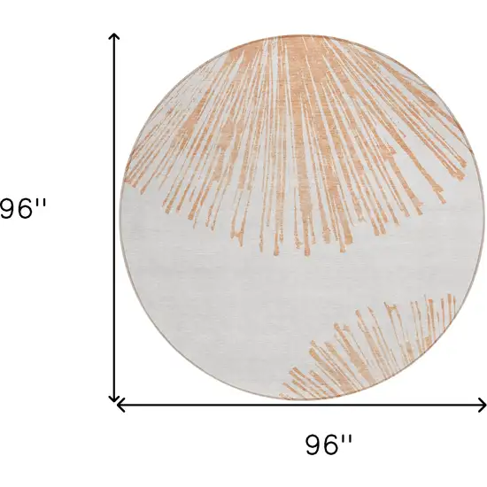 8' Salmon And Ivory Round Abstract Washable Indoor Outdoor Area Rug Photo 8
