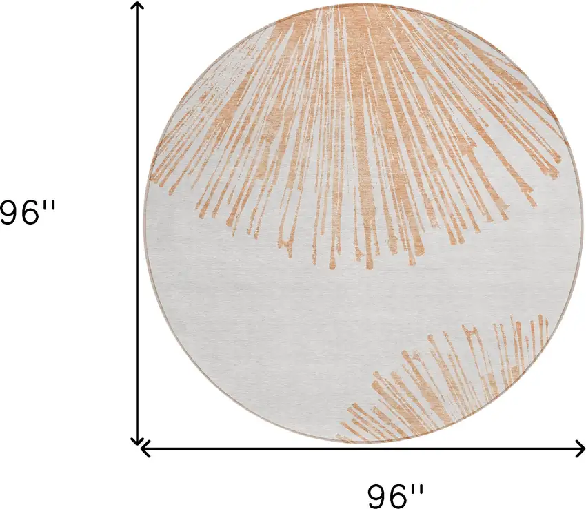 8' Salmon And Ivory Round Abstract Washable Indoor Outdoor Area Rug Photo 8