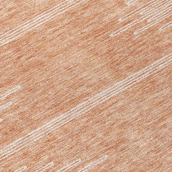 8' Salmon And Ivory Round Abstract Washable Indoor Outdoor Area Rug Photo 9