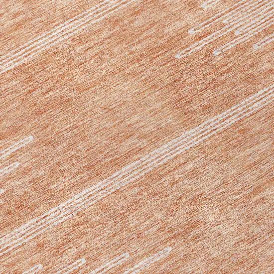 8' Salmon And Ivory Round Abstract Washable Indoor Outdoor Area Rug Photo 9