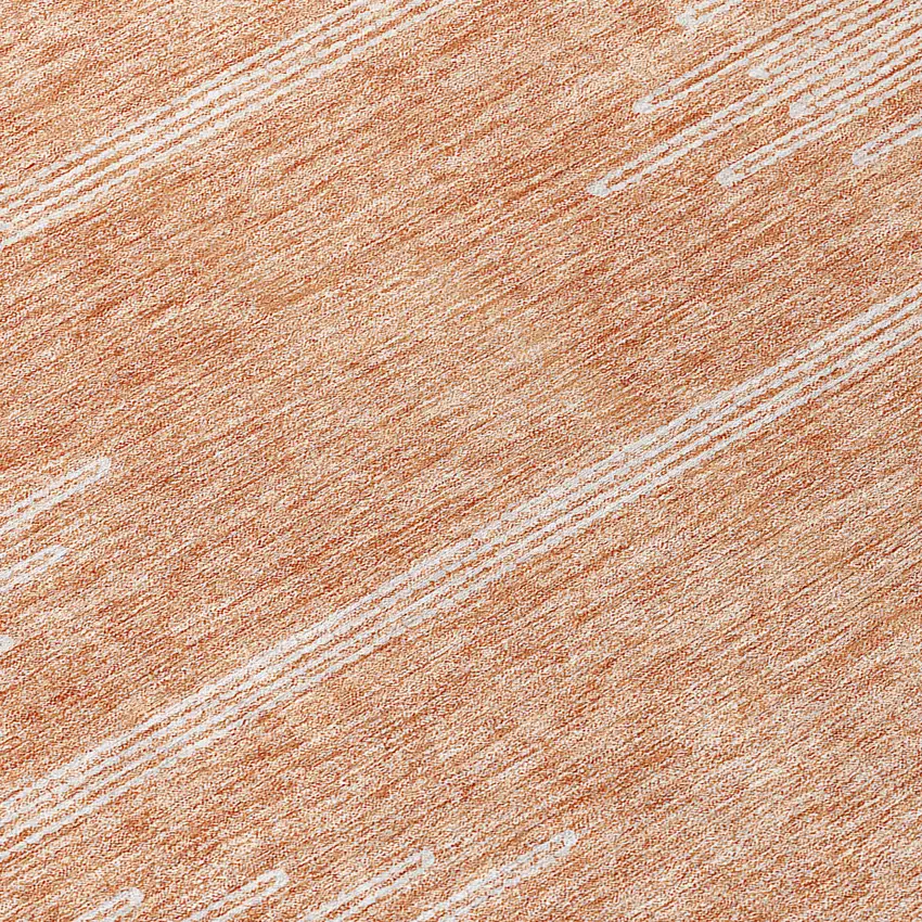 8' Salmon And Ivory Round Abstract Washable Indoor Outdoor Area Rug Photo 9