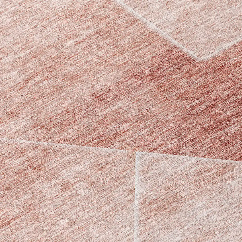 8' Salmon And Ivory Round Abstract Washable Indoor Outdoor Area Rug Photo 8