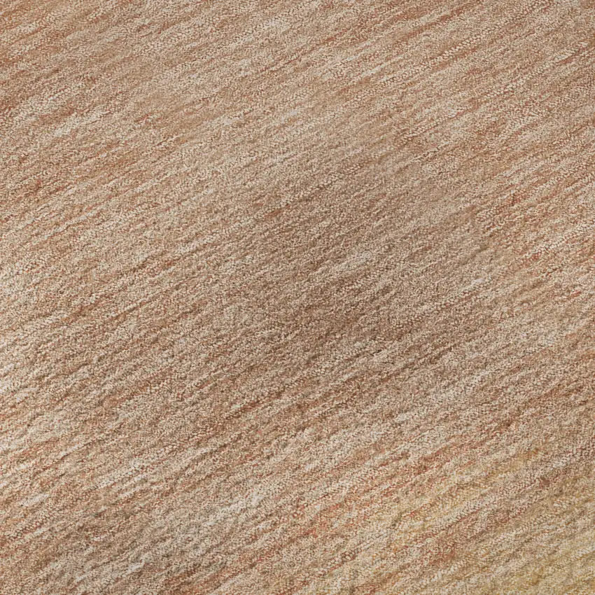 8' Salmon And Ivory Striped Washable Area Rug With UV Protection Photo 1