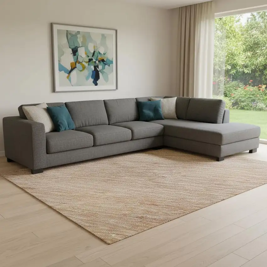 8' Salmon And Ivory Striped Washable Area Rug With UV Protection Photo 2