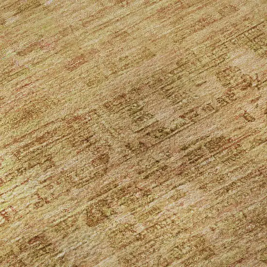 8' Salmon And Peach Oriental Washable Round Rug With UV Protection Photo 8