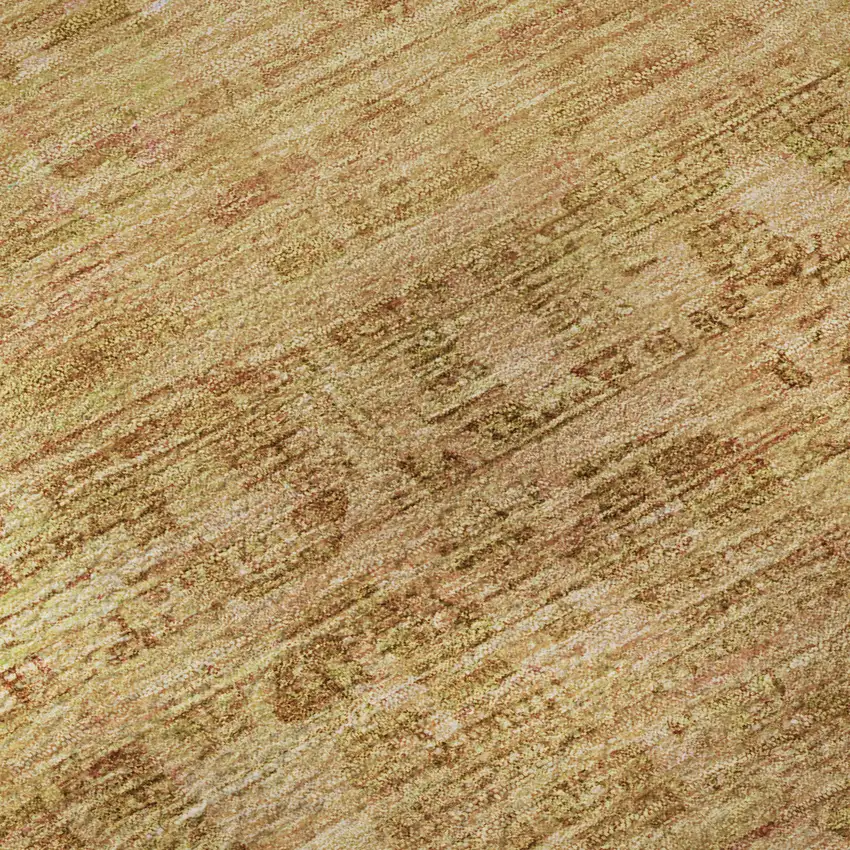 8' Salmon And Peach Oriental Washable Round Rug With UV Protection Photo 8