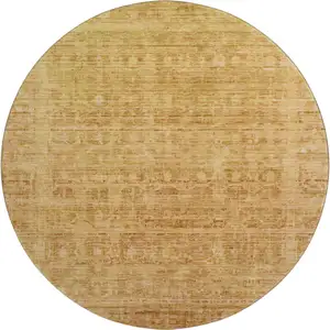 Photo of 8' Salmon And Peach Oriental Washable Round Rug With UV Protection