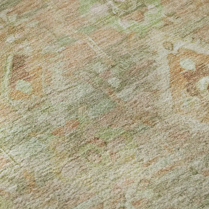 8' Salmon Beige And Coral Floral Washable Round Rug With UV Protection Photo 8