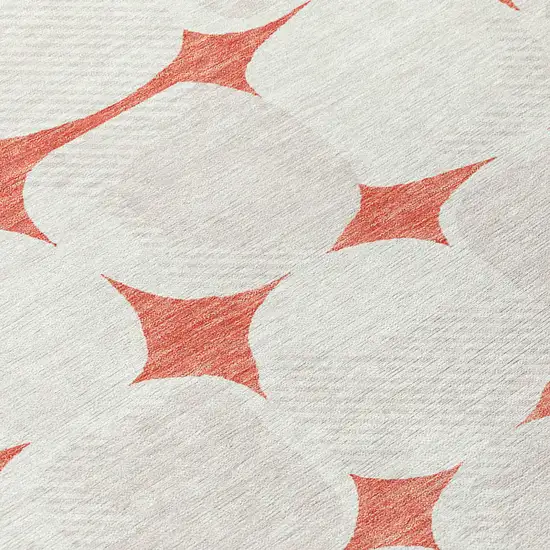 8' Salmon Beige And Ivory Round Abstract Washable Indoor Outdoor Area Rug Photo 6