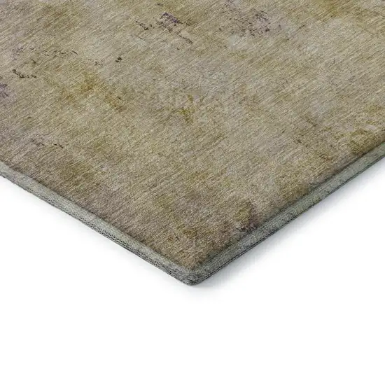 8' Salmon Blue And Gold Abstract Washable Round Rug With UV Protection Photo 7