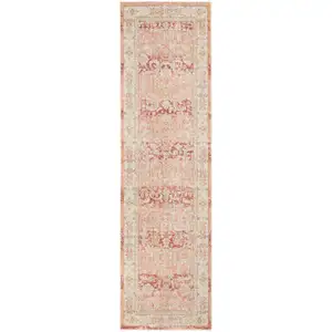 Photo of 8' Salmon Floral Power Loom Runner Rug