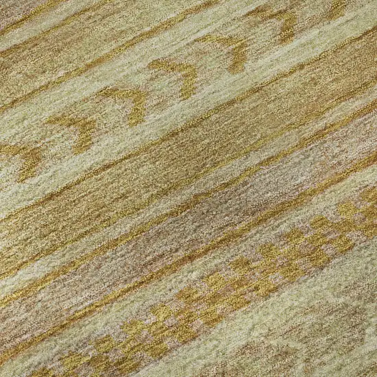 8' Salmon Gold And Beige Striped Washable Round Rug With UV Protection Photo 8