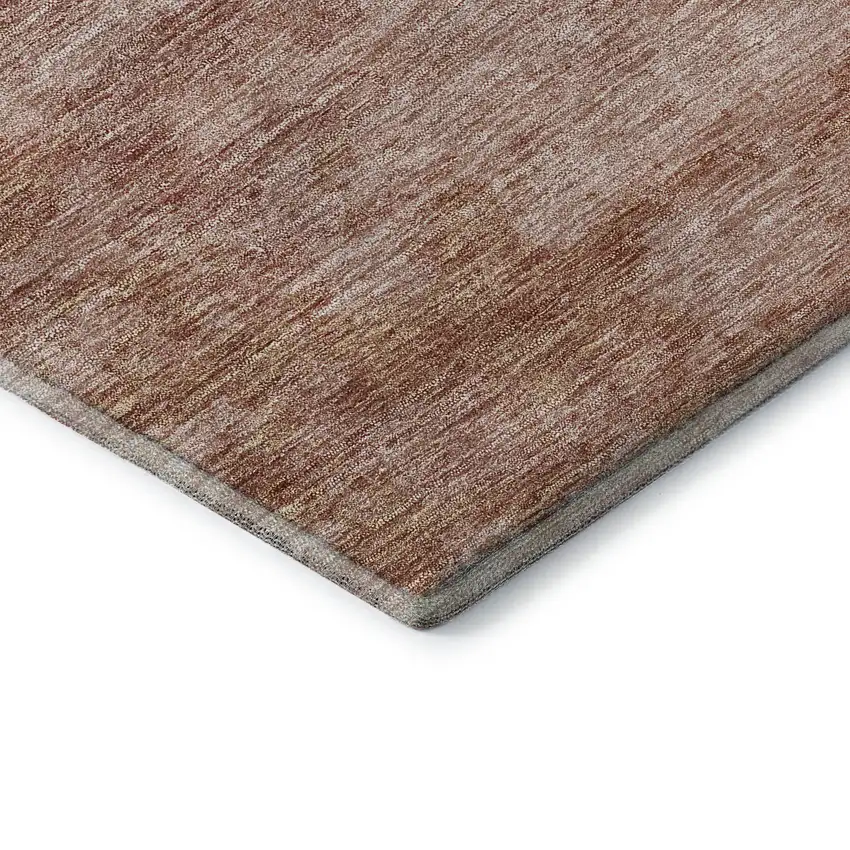 8' Salmon Gray And Ivory Abstract Washable Round Rug With UV Protection Photo 6