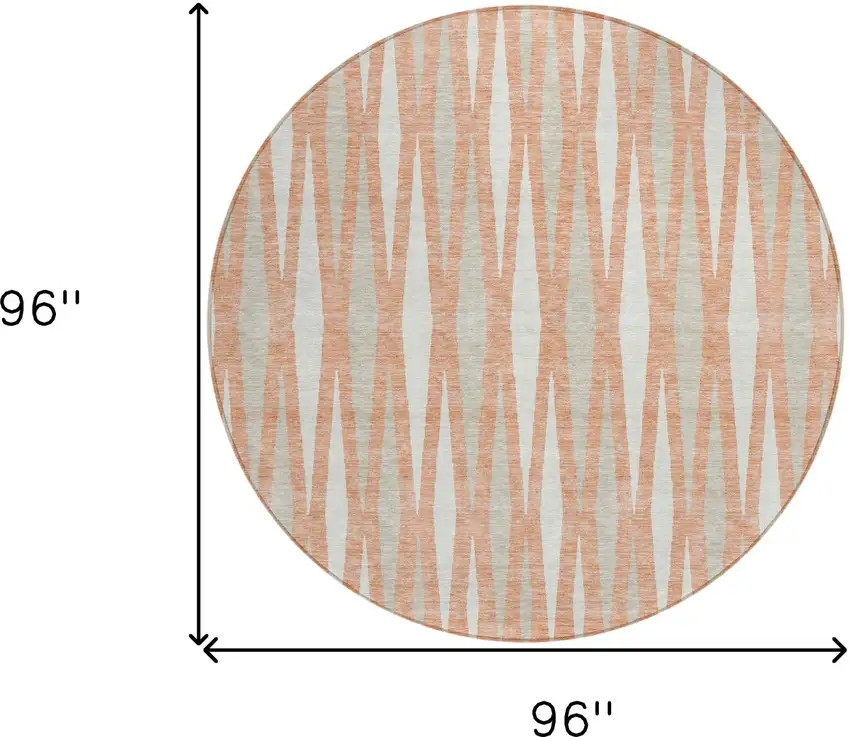 8' Salmon Gray And Ivory Round Geometric Washable Indoor Outdoor Area Rug Photo 3