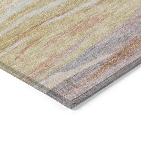 8' Salmon Gray And Lavender Round Abstract Washable Indoor Outdoor Area Rug Photo 8